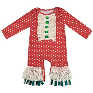 Boutique Baby Girls Red Christmas Ruffle Romper